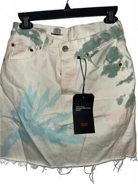 Levi's Premium High-Rise Deconstructed Skirt - Tie-Dye Design Size 28